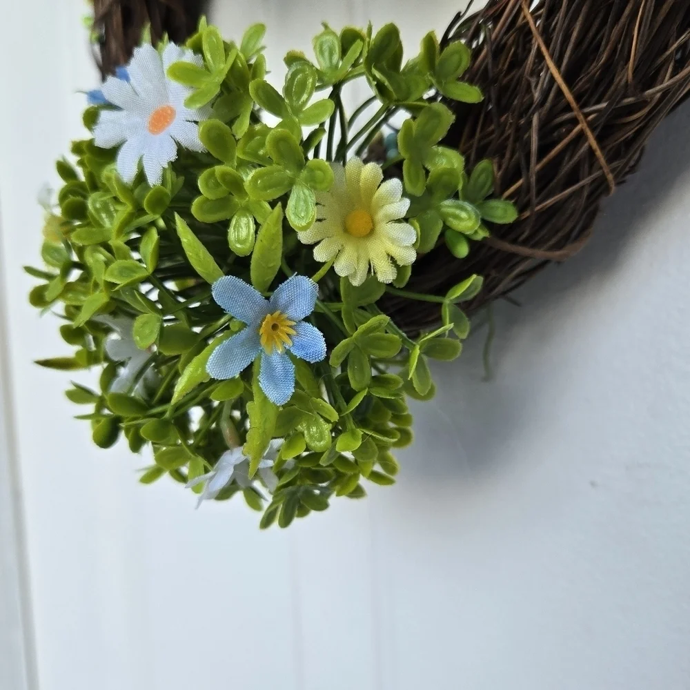 Handmade Yellow and Green Easter Bunny Wreath